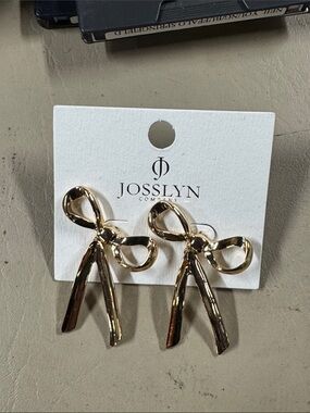 Gold Bow Drop Earrings